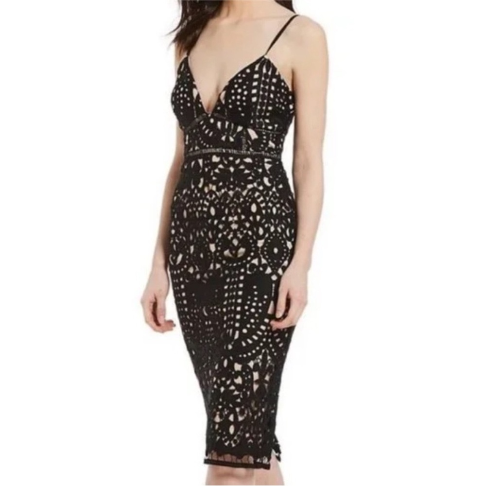 Gianni Bini Midi Dress with Black Overlay